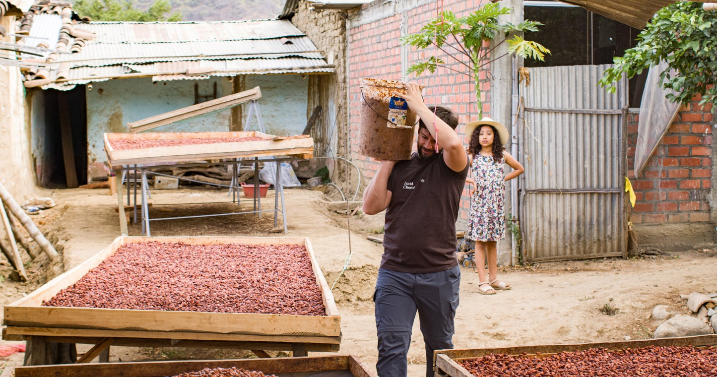 Farmers at Puira cacao farm in peru