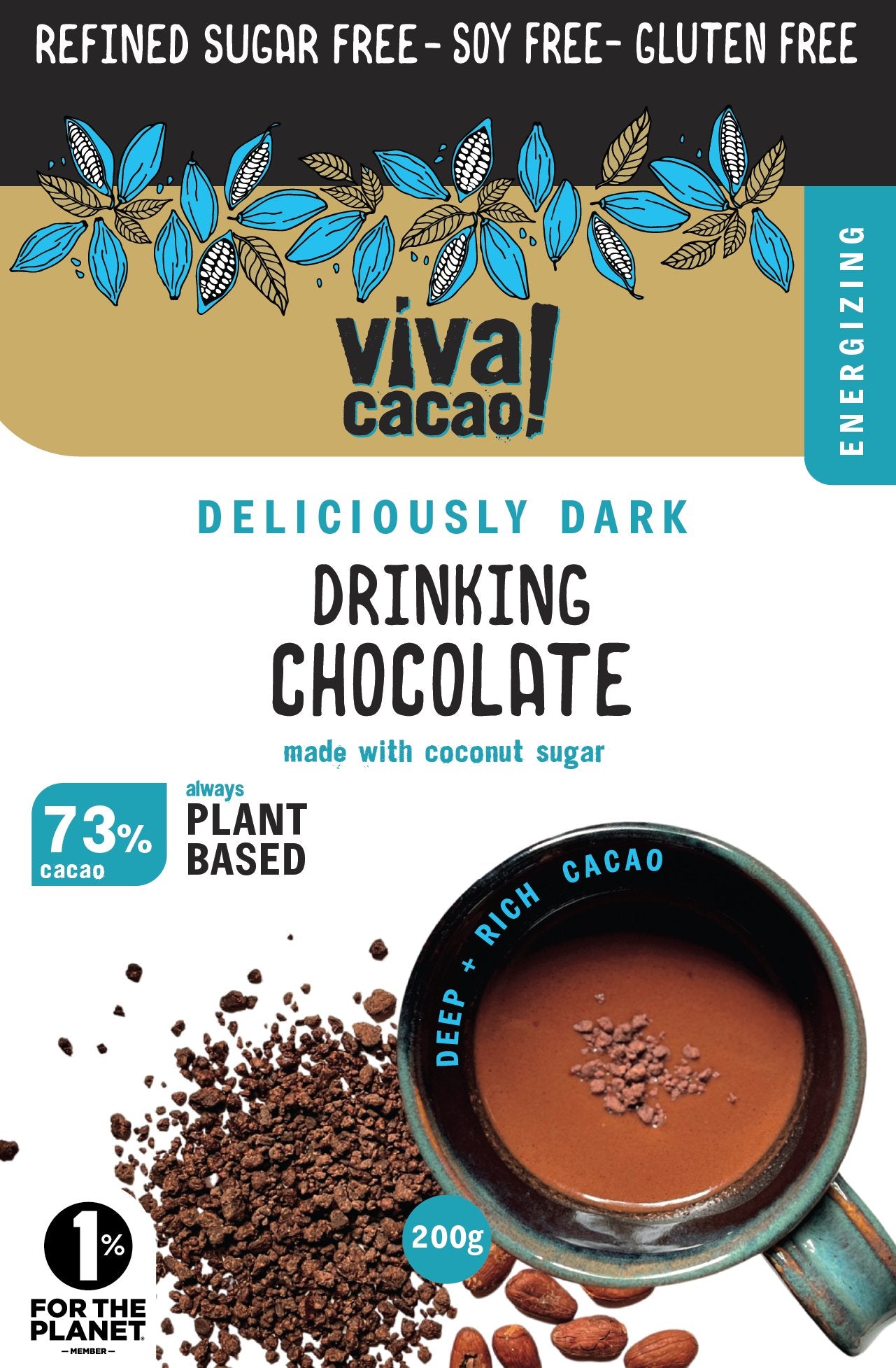 Deliciously Dark Drinking Chocolate Made with Coconut Sugar Soy Free Gluten Free - VIVA CACAO!