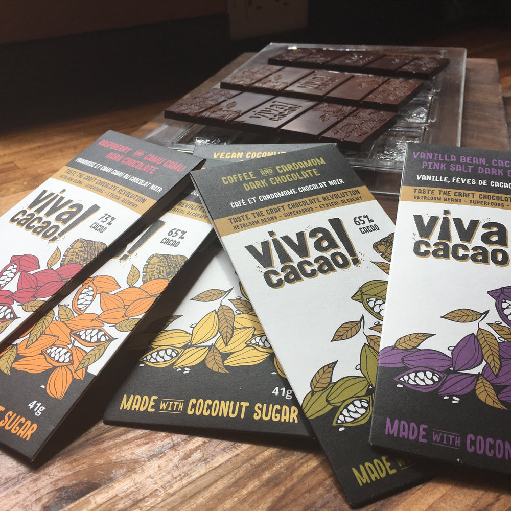 various viva cacao dairy free and sugar free chocolate bars