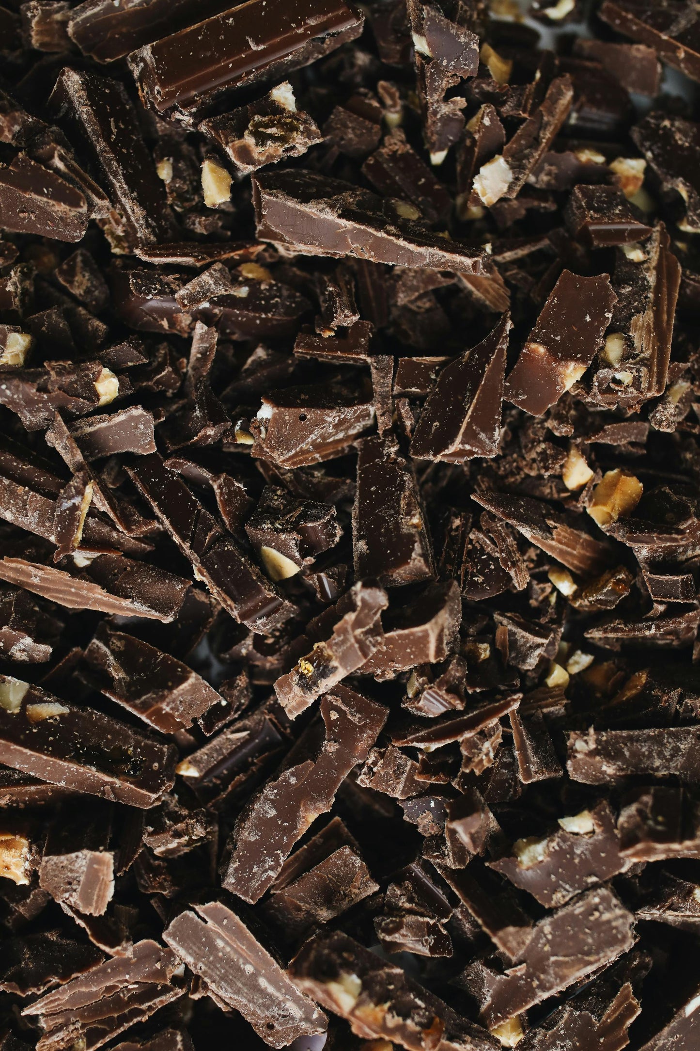 small broken pieces of cacao chocolate scattered across the screen