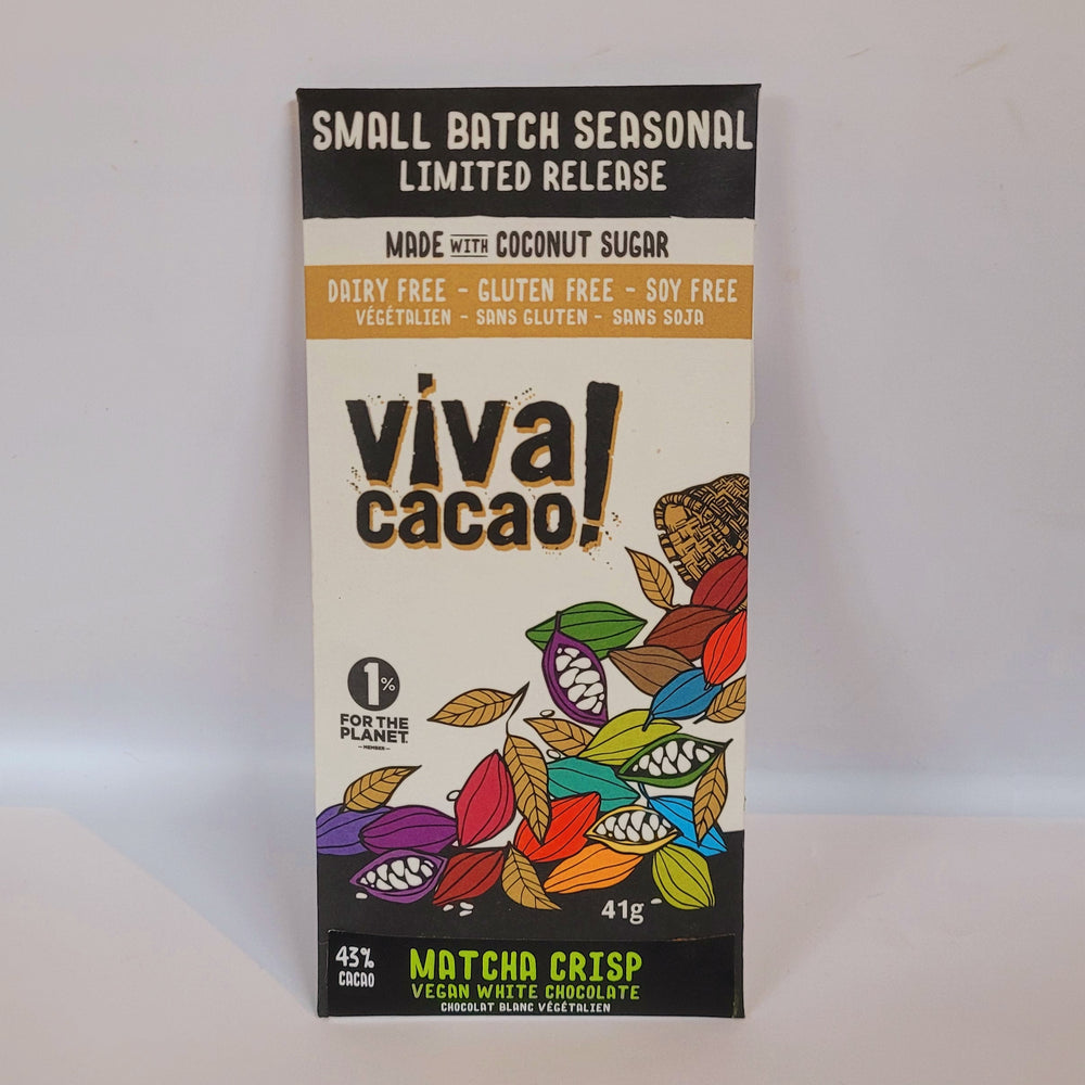 
                  
                    Dairy-free matcha white chocolate bar with crispy rice, naturally sweetened with coconut sugar
                  
                
