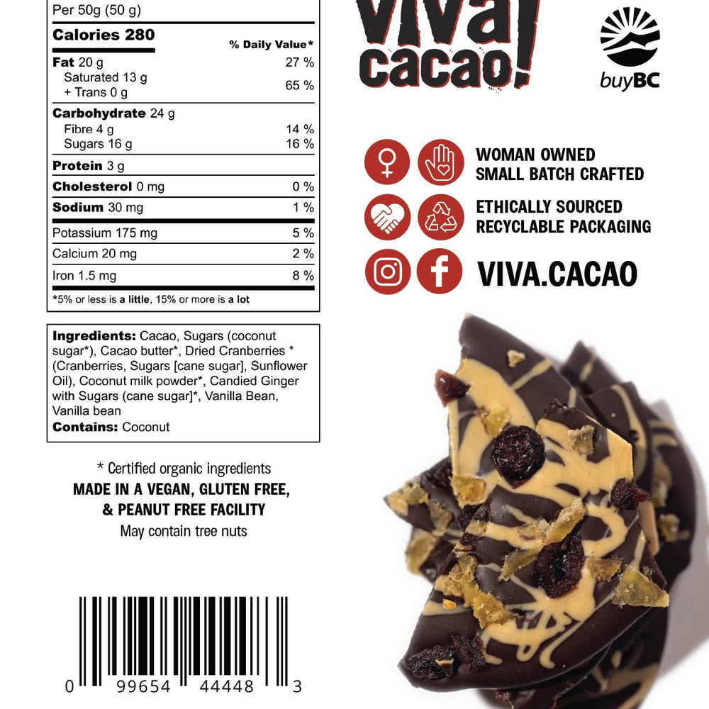 
                  
                    Cranberry Ginger Swirl chocolate bark - VIVA CACAO!
                  
                