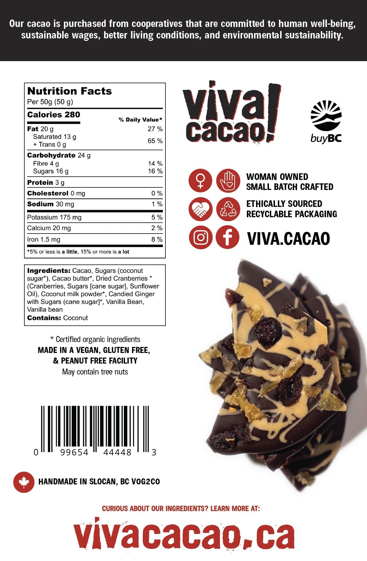 
                  
                    Cranberry Ginger Swirl chocolate bark - VIVA CACAO!
                  
                