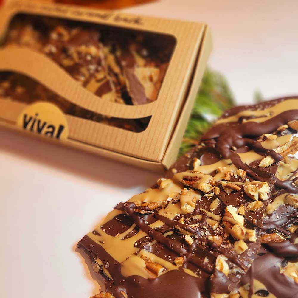 Pecan Salted Caramel Bark - VIVA CACAO!