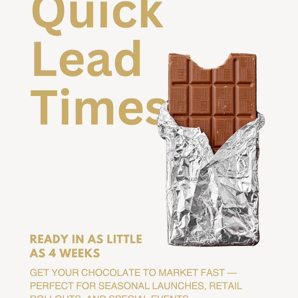 Quick lead times for private label chocolate production, ready in weeks
