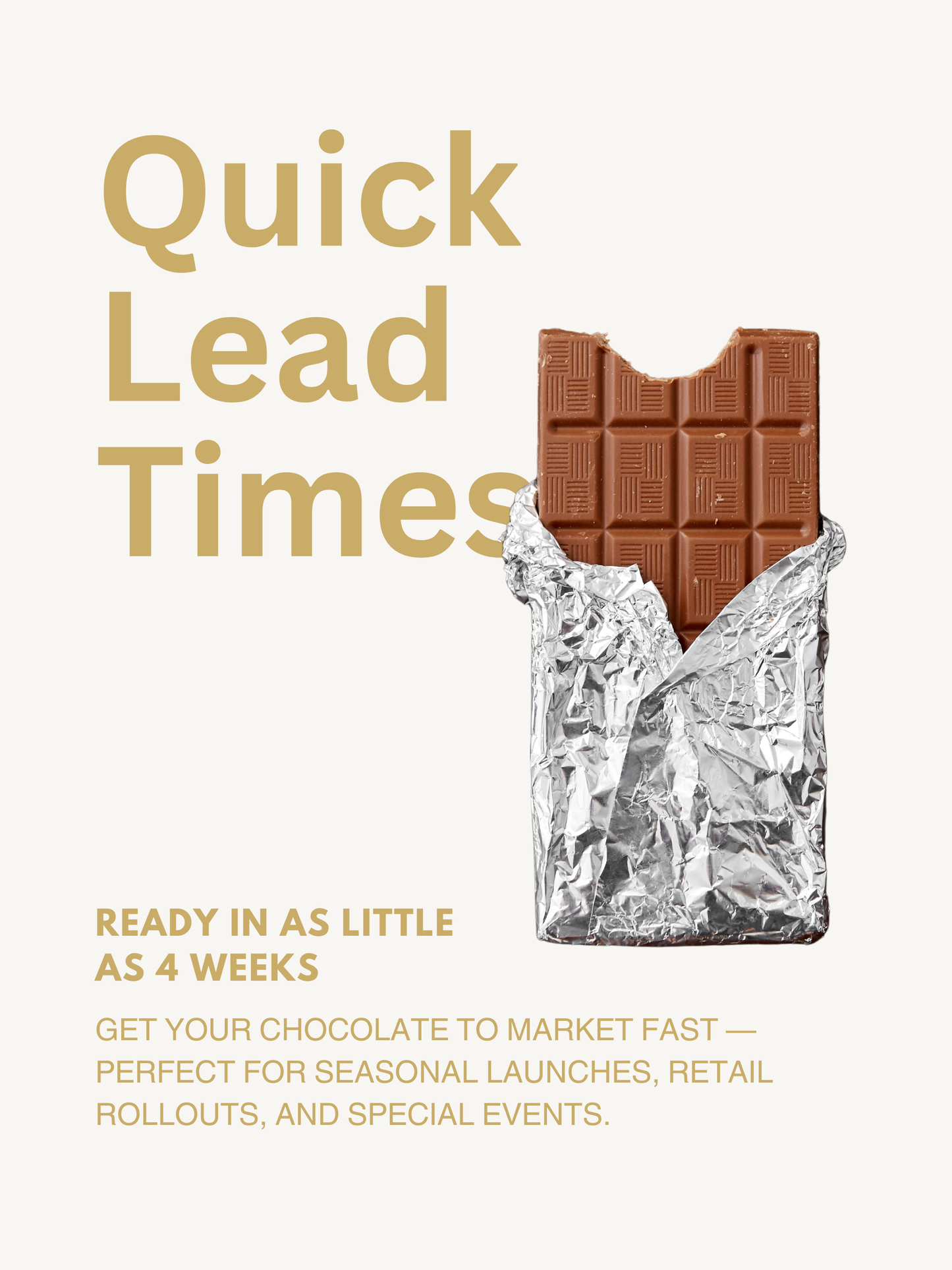 Quick lead times for private label chocolate production, ready in weeks