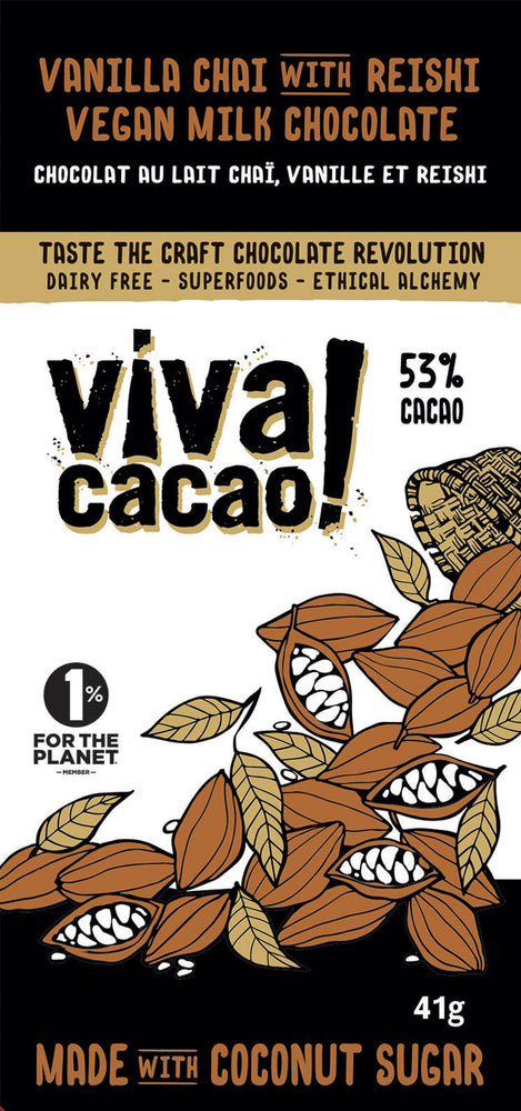 
                  
                    Vanilla Chai with Reishi Vegan Milk Chocolate - Viva Cacao!
                  
                